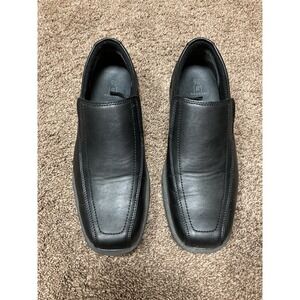 George Mens Black Slip On Loafer Dress Shoes Size 9.5 Wide